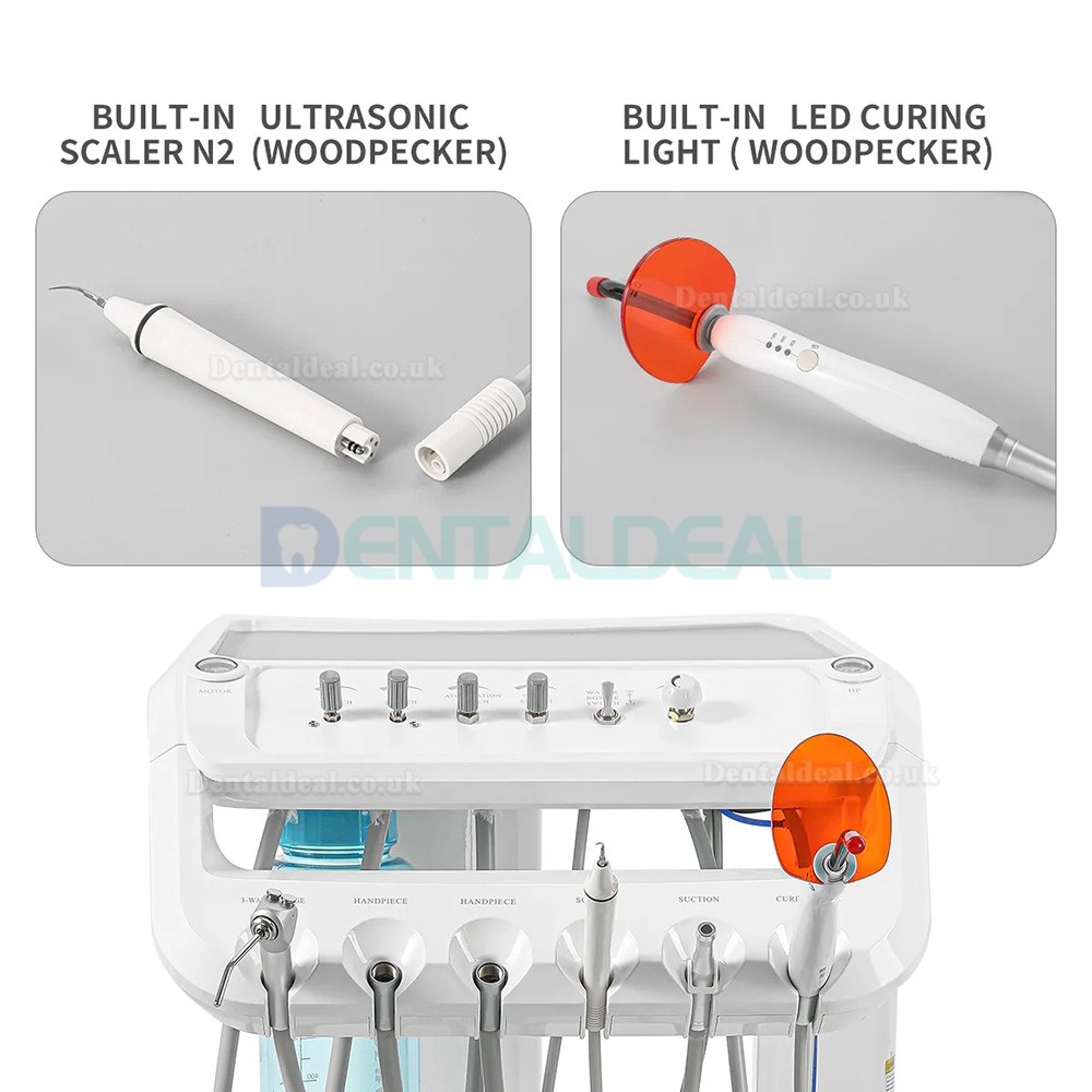 B033 Portable Mobile Dental Delivery Trolley Cart Unit with Compressor, Scaler & Curing Light